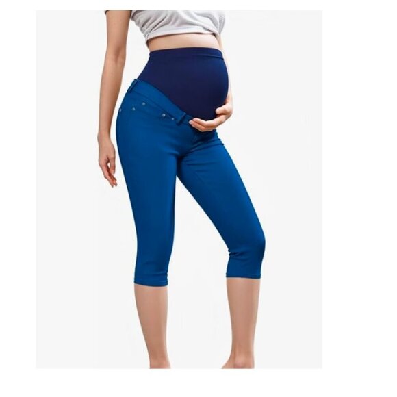 Hybrid & Company Maternity Capri High Waist Stretch Denim Capri, Large - Picture 1 of 9
